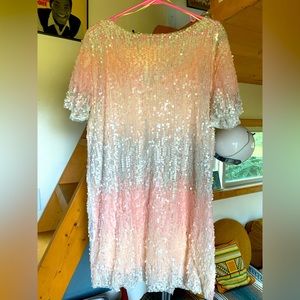 Zara sequin blush pink and silver NYE dress